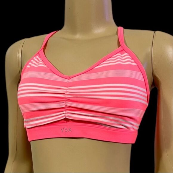 Victoria’s Secret VSX Sexy Sport MADE SEXY Unlined front Ruched Sport bra coral - Picture 5 of 7